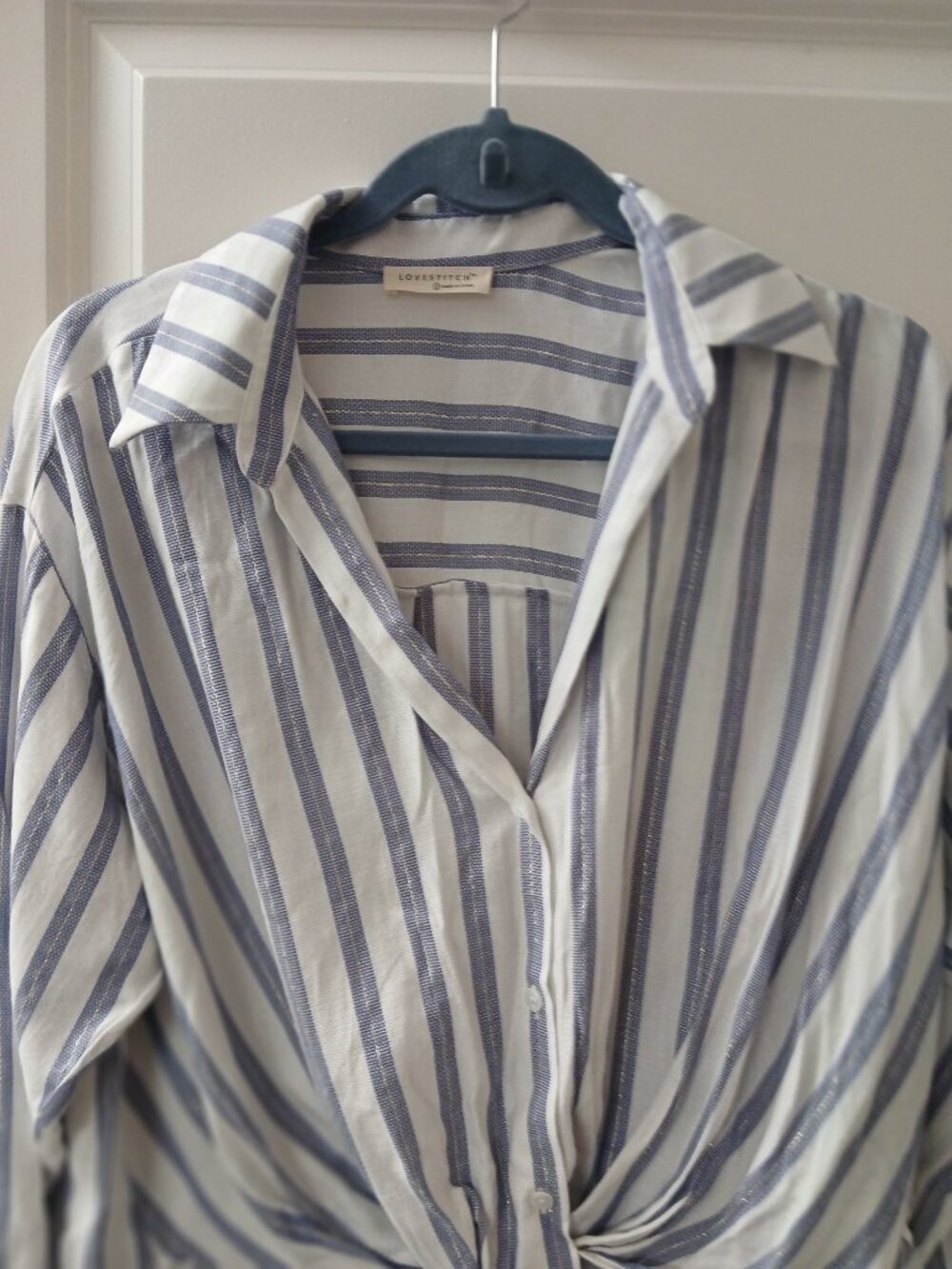 Lovestitch Women's Palmer Knot Front Striped Shirt Small - Picture 3 of 7
